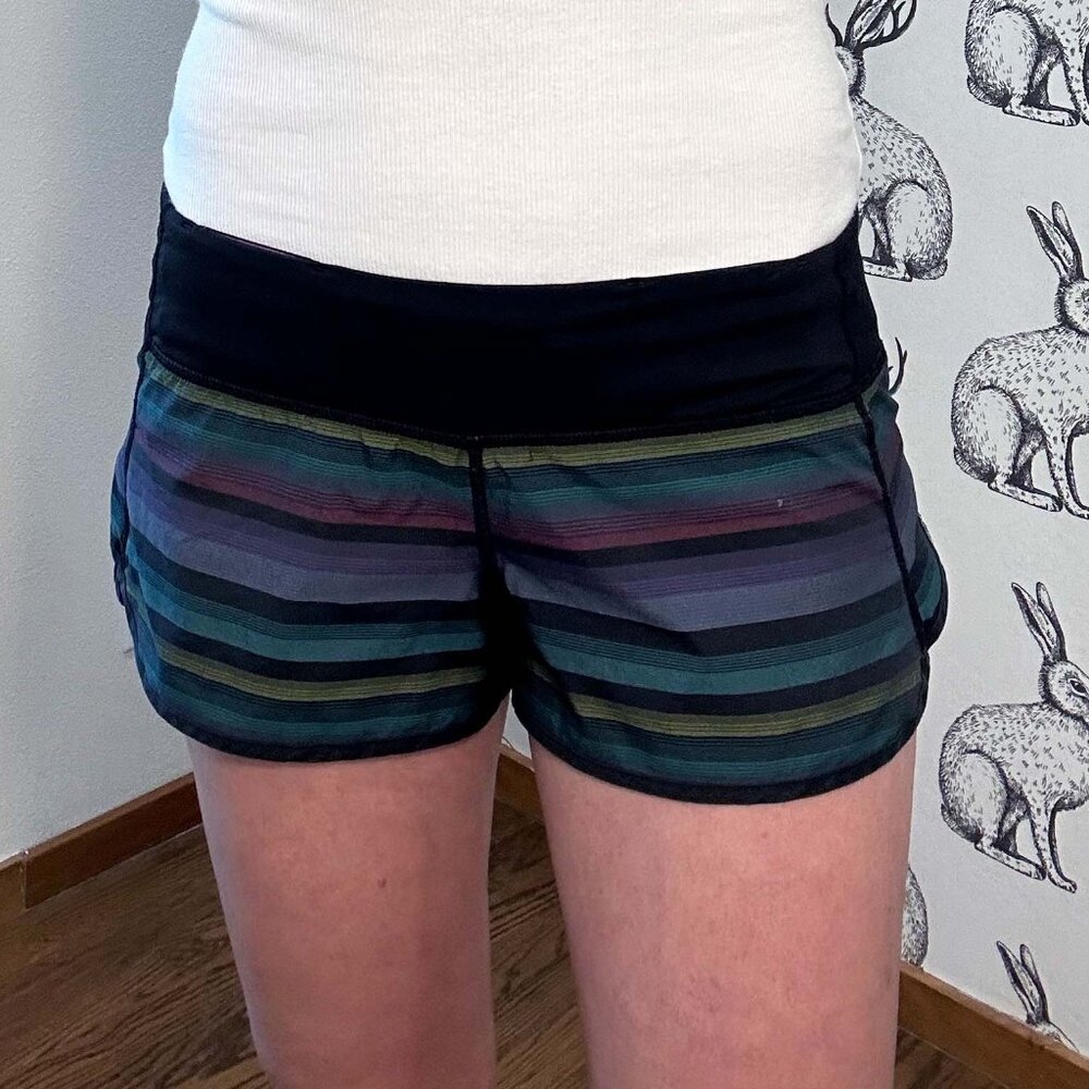 Lululemon Run Speed Short Multicolored Black Stripe Sz6